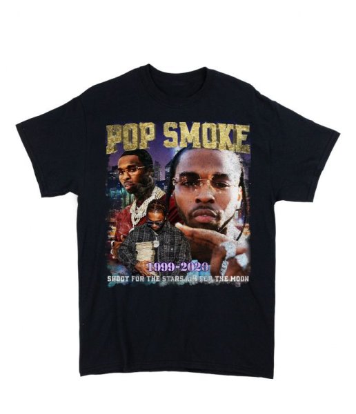 画像1: CROWOVER POP SMOKE RAP TEE BLACK / クロウオーバー 半袖 プリント Tシャツ ブラック (1)