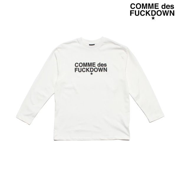 画像1: COMME des FUCKDOWN L/S LOGO TEE WHITE / コムデファックダウン ロゴ ロングスリーブ Tシャツ ホワイト (1)