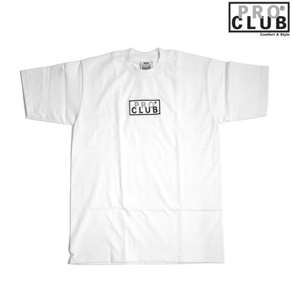 画像1: Pro Club Heavyweight Short Sleeve Embroidered Box Logo Tee WHITE / プロクラブ ヘビーウェイト 半袖 ボックスロゴ Tシャツ ホワイト (1)