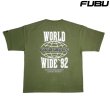 画像1: FUBU WORLD WIDE TEE KHAKI / フブ ワールドワイド Tシャツ カーキ (1)