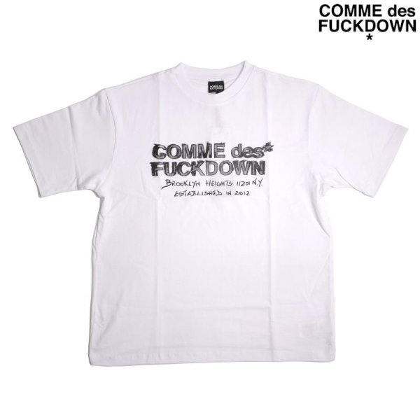 画像1: COMME des FUCKDOWN S/S PRINT TEE WHITE / コムデファックダウン 半袖 プリント Tシャツ ホワイト (1)